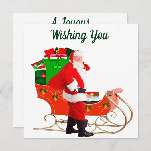 Kerstman en ingepakte slee Kaart (Voorkant / Achterkant)