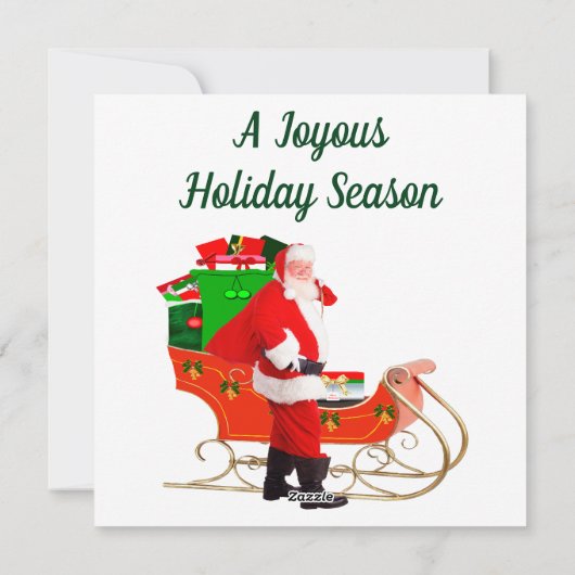 Kerstman en ingepakte slee Kaart (Achterkant)