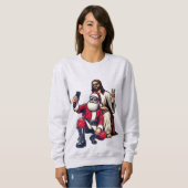 Kerstman en Jezus Selfie Kersttrui Trui (Voorkant volledig)