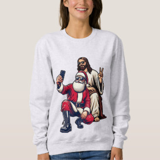 Kerstman en Jezus Selfie Kersttrui Trui