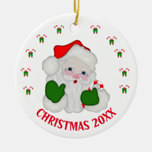  kerstman en kandycanes keramisch ornament