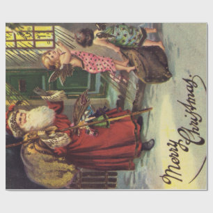 Kerstman en kerstanie cadeaupapier