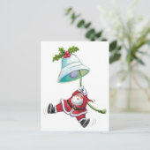 Kerstman en kerstbel Briefkaart (Staand voorkant)