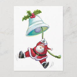 Kerstman en kerstbel Briefkaart