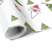 Kerstman en kerstbomen cadeaupapier (Rol Hoek)