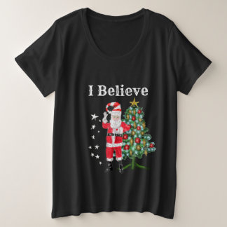 Kerstman en kerstboom (donker shirt) grote maat t-shirt