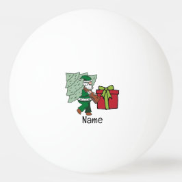 Kerstman en Kerstboom en rode geschenkdoos Pingpongbal