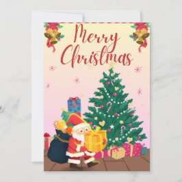 Kerstman en kerstboom feestelijk Wenskaart Kaart