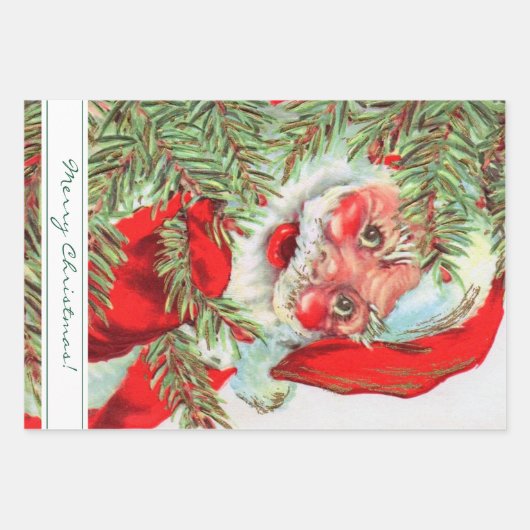  kerstman en kerstboom inpakpapier vel (Voorkant)