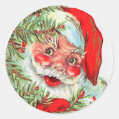 kerstman en kerstboom ronde sticker (Voorkant)
