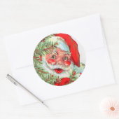 kerstman en kerstboom ronde sticker (Envelop)