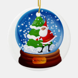 Kerstman en Kerstboom Sneeuwbol Voeg je naam toe Keramisch Ornament