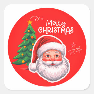 Kerstman en kerstboom sticker 