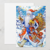  kerstman en kerstcadeaus feestdagenkaart (Voorkant / Achterkant)