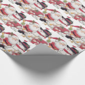 Kerstman en Kerstman en Kerstman en kinderen Cadeaupapier (Hoek)