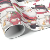 Kerstman en Kerstman en Kerstman en kinderen Cadeaupapier (Rol Hoek)