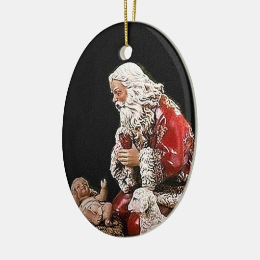 Kerstman en kerstman keramisch ornament (Links)