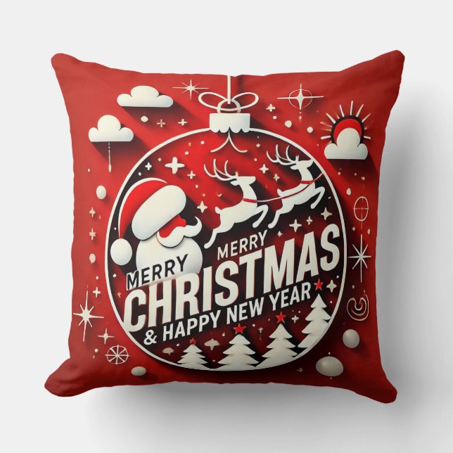Kerstman en Kerstversiering Kussen (Voorkant)