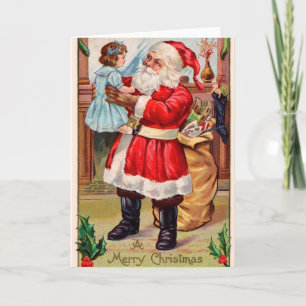 Kerstman en kind Feestdagen Kaart