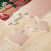 Kerstman en kind genieten van warme chocolademelk legpuzzel (Zijkant)