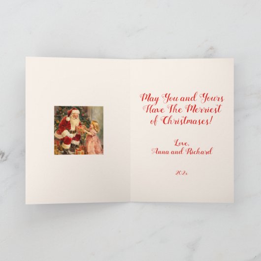 kerstman en kind kerst Kaart (Binnen)