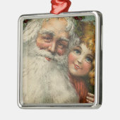  Kerstman en kind Metalen Ornament (Links)