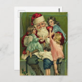 Kerstman en kinderen briefkaart (Voorkant / Achterkant)