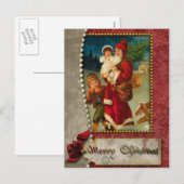 kerstman en kinderen Briefkaart (Voorkant / Achterkant)