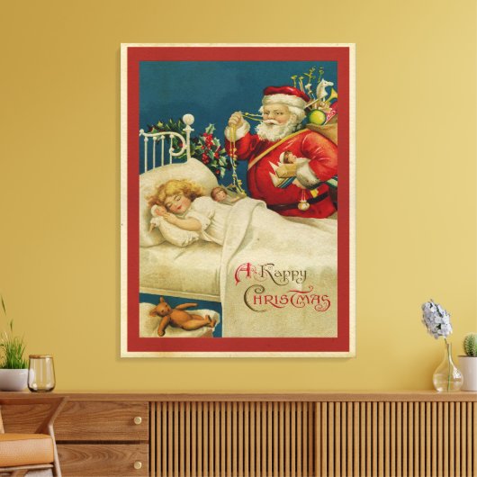  kerstman en kinderen canvas afdruk (Insitu (Woonkamer))