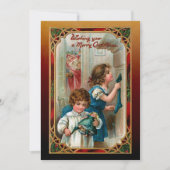 kerstman en kinderen feestdagenkaart (Voorkant)