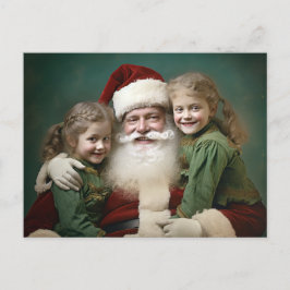 kerstman en kinderen feestdagenkaart