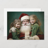  kerstman en kinderen feestdagenkaart (Voorkant / Achterkant)