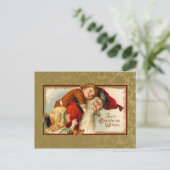  kerstman en kinderen feestdagenkaart (Staand voorkant)