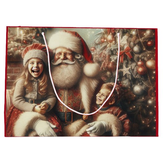  kerstman en kinderen groot cadeauzakje (Achterkant)