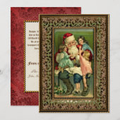  kerstman en kinderen in  Lijst Feestdagenkaart (Voorkant / Achterkant)