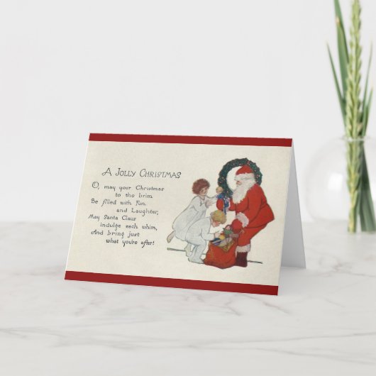  kerstman en kinderen kerst Wenskaart Feestdagen Kaart (Voorkant)