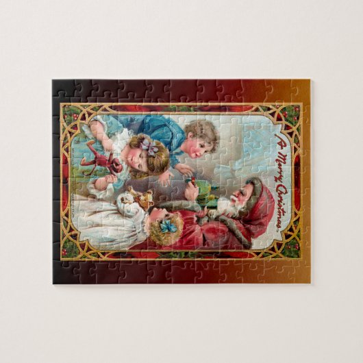 kerstman en kinderen legpuzzel (Horizontaal)