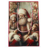  kerstman en kinderen medium cadeauzakje (Achterkant)