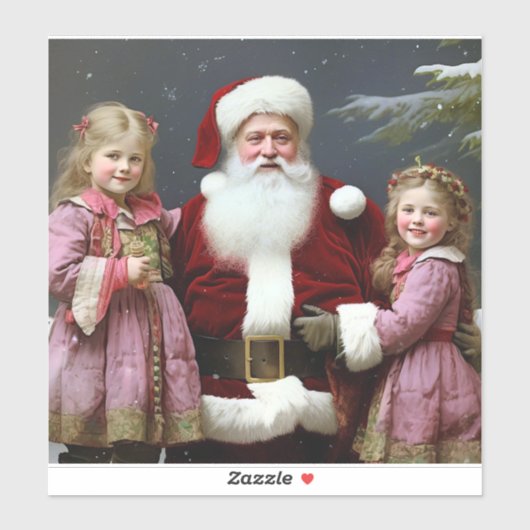  kerstman en kinderen sticker (Vel)