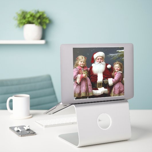  kerstman en kinderen sticker (Laptop op bureau)