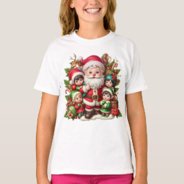 Kerstman en kinderen t-shirt