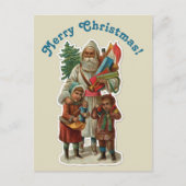  kerstman en Kinderen voor kerstuitnodiging Briefkaart (Voorkant)