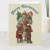  kerstman en Kinderen voor kerstuitnodiging Kaart (Voorkant)