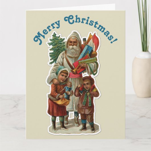  kerstman en Kinderen voor kerstuitnodiging Kaart (Voorkant)