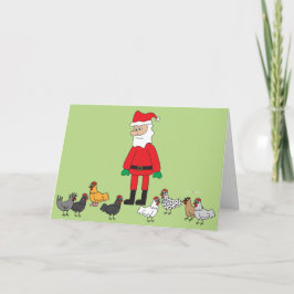 Kerstman en Kippen Feestdagen Kaart