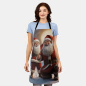 Kerstman en kleine helper kerstontwerp schort (Gedragen)