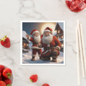 Kerstman en kleine helper kerstontwerp servet (Insitu)