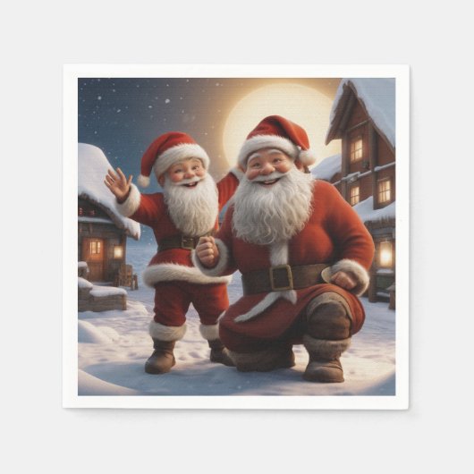 Kerstman en kleine helper kerstontwerp servet (Voorkant)