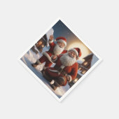 Kerstman en kleine helper kerstontwerp servet (Hoek)