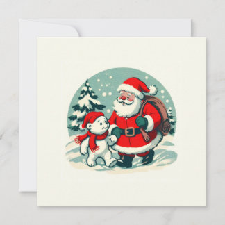 Kerstman en kleine ijsbeer kaart